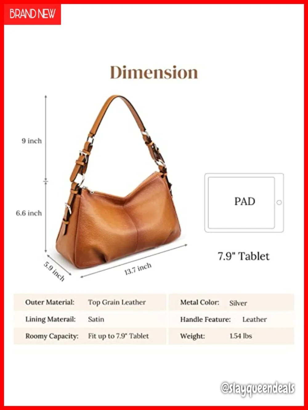 Top Grain Pebbled Cowhide Leather Hobo Handbag, Adjustable Strap, Silver Tone